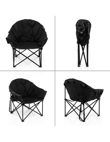 Silla de Camping Plegable Giantex GX70502DK-PO Negra con Portavasos
