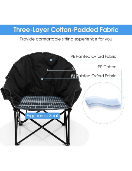 Silla de Camping Plegable Giantex GX70502DK-PO Negra con Portavasos
