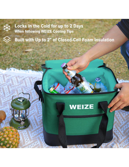 Enfriador Suave WEIZE 15L Impermeable Verde para Camping