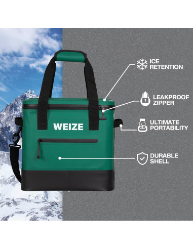 Enfriador Suave WEIZE 15L Impermeable Verde para Camping