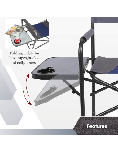 Silla de Director Plegable Portal con Mesa Lateral Azul/Gris