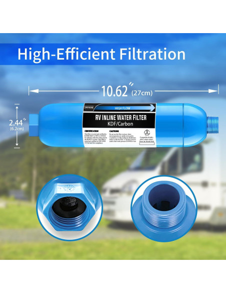 Filtro de Agua Inline Lifefilter 2 Unidades, Certificado NSF, Reduce Cloro y Olores