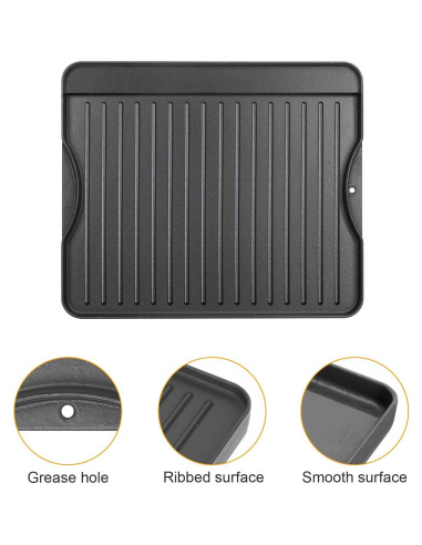 Plancha de Hierro Fundido Reversible Outspark 39.6 x 34 cm