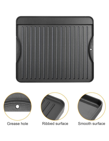 Plancha de Hierro Fundido Reversible Outspark 39.6 x 34 cm