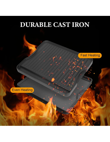 Plancha de Hierro Fundido Reversible Outspark 39.6 x 34 cm