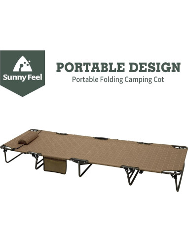 Cama de Camping Plegable SUNNYFEEL Caqui 136 kg Resistente