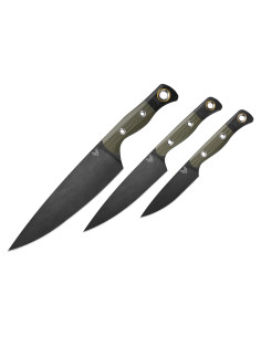 Juego de cuchillos Benchmade 3 piezas G10 verde OD - Chef 20.32 cm