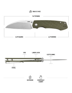 Cuchillo Plegable CJRB Kestrel 8.4cm Hoja AR-RPM9 Verde G10 2