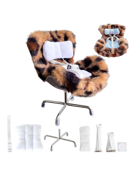 Asiento de Auto para Muñecas Genérico Leopardo con Cojín Suave