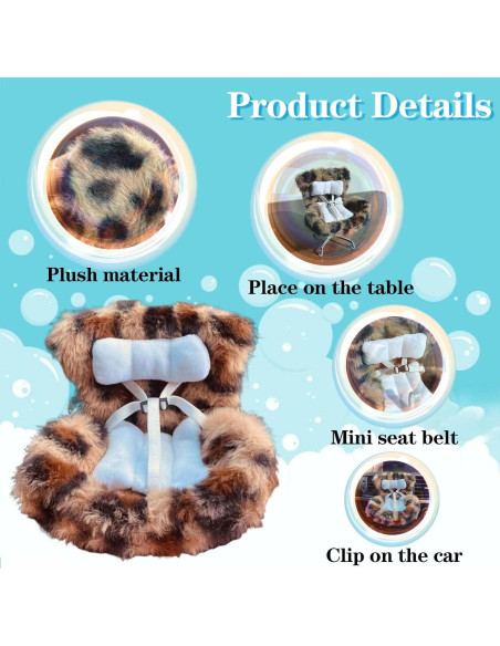 Asiento de Auto para Muñecas Genérico Leopardo con Cojín Suave