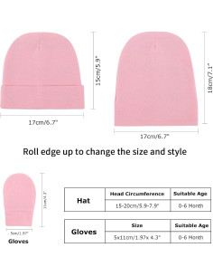 Conjunto de Gorro Beanie y Manoplas AQOKKA 0-6 Meses 2