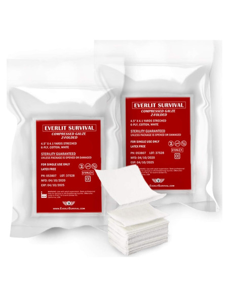 Gasa Estéril Comprimida Plegada en Z Everlit 11.4 cm x 3.7 m - 2 Paquetes