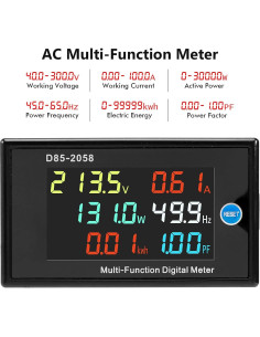 Multímetro AC DROK 6-en-1 40-300V 100A Pantalla LCD HD 2