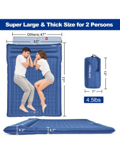 Colchón Inflable Doble CAMULAND 196x135 cm 4.7 cm Grosor 2