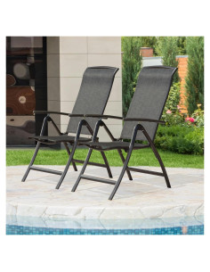 Conjunto de 2 Sillas Plegables Domi, Aluminio, Textilene, 7 Posiciones