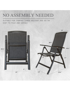 Conjunto de 2 Sillas Plegables Domi, Aluminio, Textilene, 7 Posiciones 2