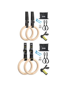Anillas Gimnásticas de Madera GHB 3.18 cm con Correas Numeradas