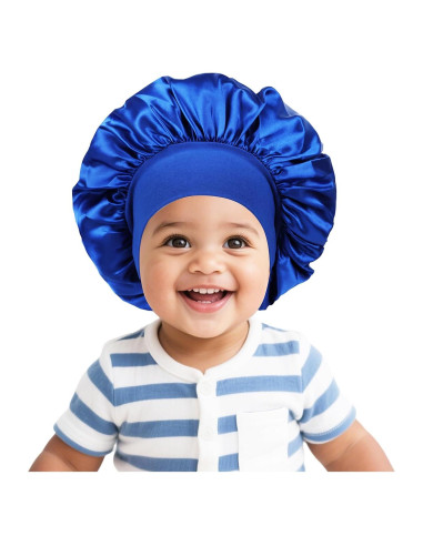 Bonete de satén para dormir LBYLUS azul para bebés