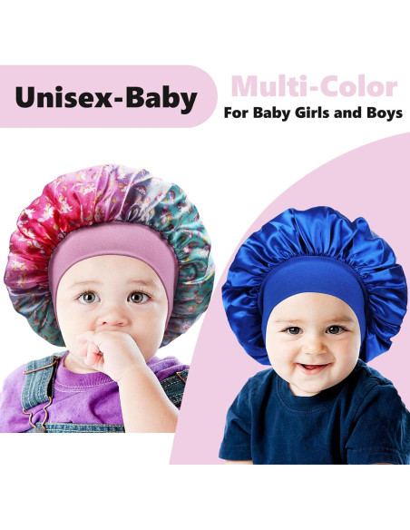 Bonete de satén para dormir LBYLUS azul para bebés