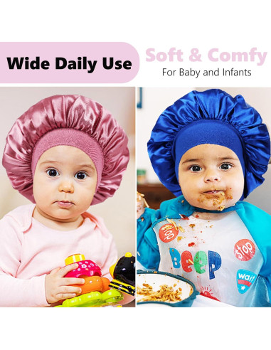 Bonete de satén para dormir LBYLUS azul para bebés