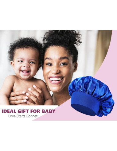 Bonete de satén para dormir LBYLUS azul para bebés