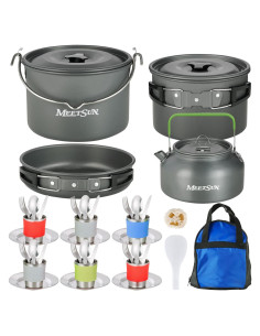 Juego de Utensilios de Camping MEETSUN 37 Piezas para 6 Personas
