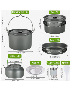 Juego de Utensilios de Camping MEETSUN 37 Piezas para 6 Personas 2
