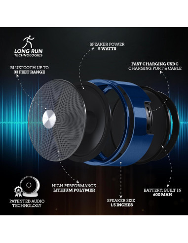 Par de Altavoces Bluetooth Inalámbricos Long Run 10W Azul