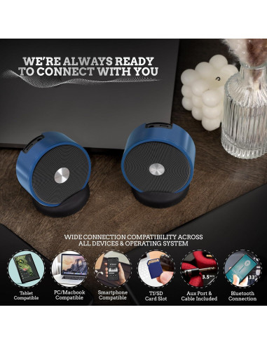 Par de Altavoces Bluetooth Inalámbricos Long Run 10W Azul