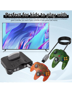 Controlador Joystick Con Cable Suifaqi para Nintendo 64 - Verde Selva y Naranja 2