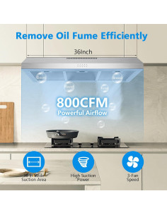 Campana Extractora TAZPI KMJ01 800 CFM 36" Acero Inoxidable 2
