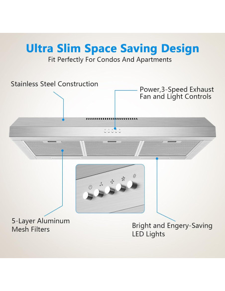 Campana Extractora TAZPI KMJ01 800 CFM 36" Acero Inoxidable