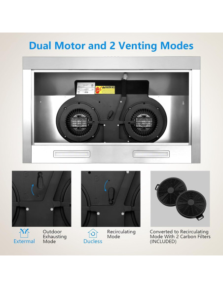 Campana Extractora TAZPI KMJ01 800 CFM 36" Acero Inoxidable