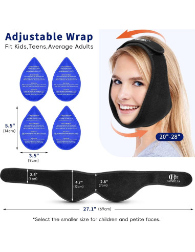 Compresa de Hielo CONBELLA para Alivio de Dolor Facial - Negro