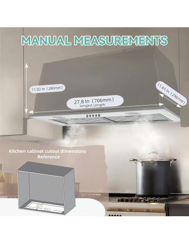 Campana de Cocina Empotrada KENDRAJA 76.2 cm 700 CFM LED