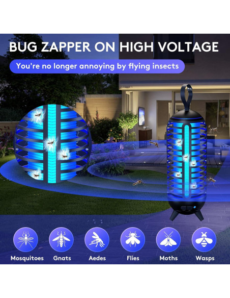Zapper de Insectos Kuesburt Recargable 2500mAh para Interiores y Exteriores