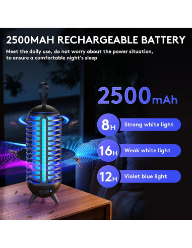 Zapper de Insectos Kuesburt Recargable 2500mAh para Interiores y Exteriores