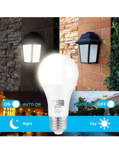 Bombillas LED Dusk to Dawn Qualilux A19 9.5W Luz Diurna Paquete 2 2