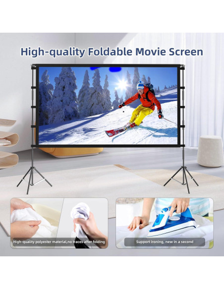 Pantalla de Proyector Vamvo 80" (203.2 cm) Plegable con Soporte