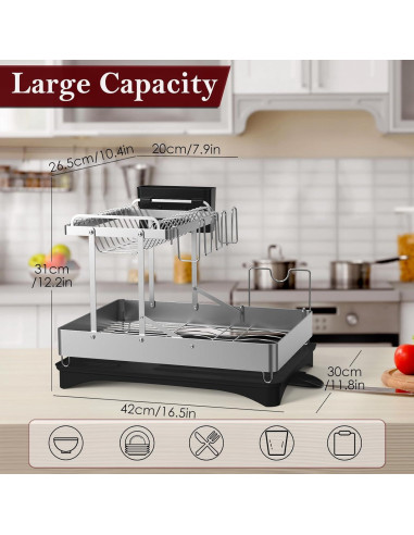 Escurridor de Platos Plegable DCCDU Acero Inoxidable 42x30cm