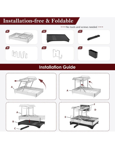 Escurridor de Platos Plegable DCCDU Acero Inoxidable 42x30cm