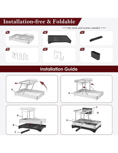 Escurridor de Platos Plegable DCCDU Acero Inoxidable 42x30cm