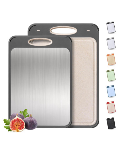 Juego de 2 Tablas de Cortar Socisen Acero Inoxidable 44x31cm