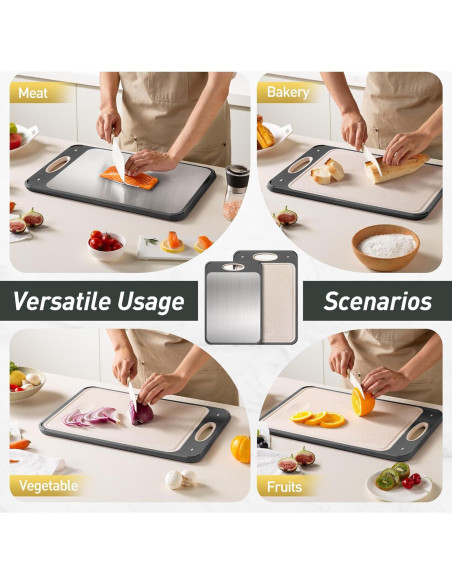 Juego de 2 Tablas de Cortar Socisen Acero Inoxidable 44x31cm