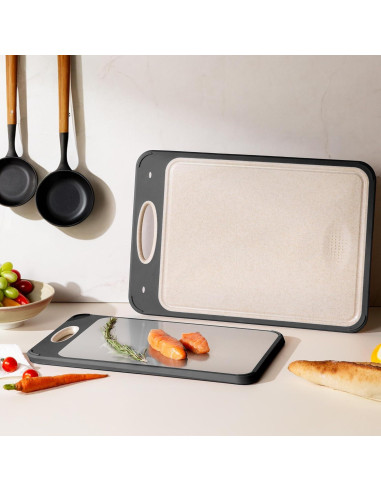 Juego de 2 Tablas de Cortar Socisen Acero Inoxidable 44x31cm