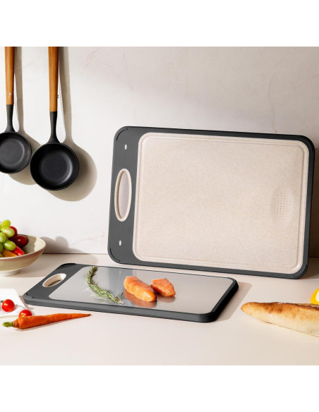 Juego de 2 Tablas de Cortar Socisen Acero Inoxidable 44x31cm