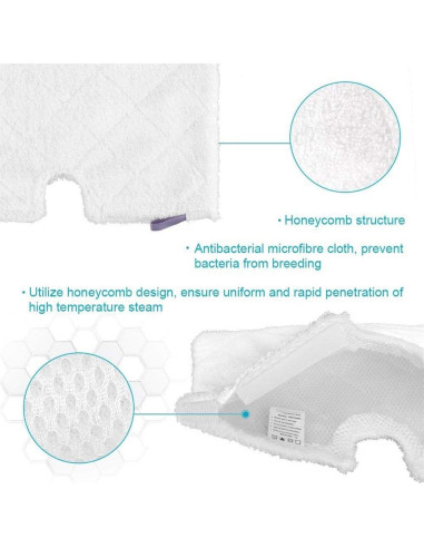 3 Almohadillas de Microfibra Doble Cara Turbokey para Mopa Shark