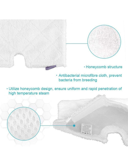 3 Almohadillas de Microfibra Doble Cara Turbokey para Mopa Shark