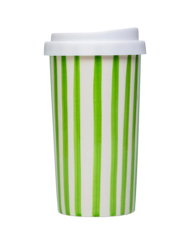 Taza de Cerámica de Viaje GIROFLIER 12oz Verde Apta Microondas
