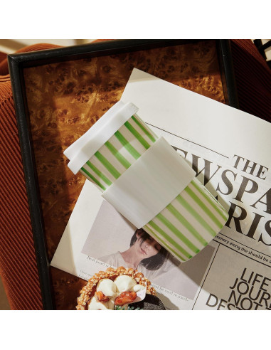 Taza de Cerámica de Viaje GIROFLIER 12oz Verde Apta Microondas